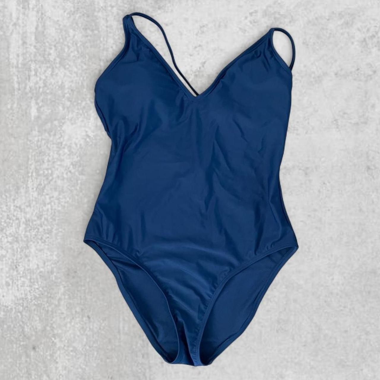 Hurley Upf 50+ One Piece Swimsuit Navy Blue Stretch V-Neck Size M